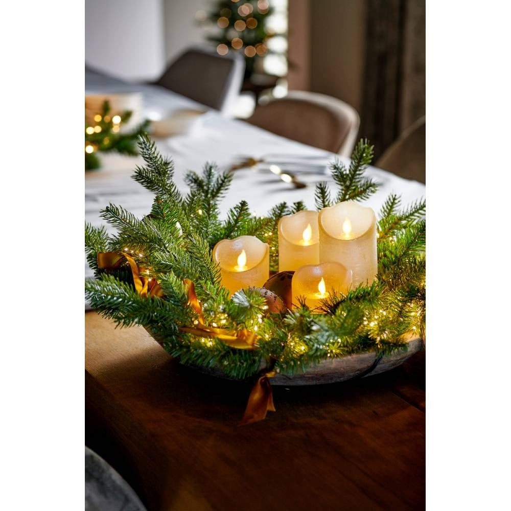 LED kaars | wax | creme/warm wit met bewegend lampje | ø7,5x10cm