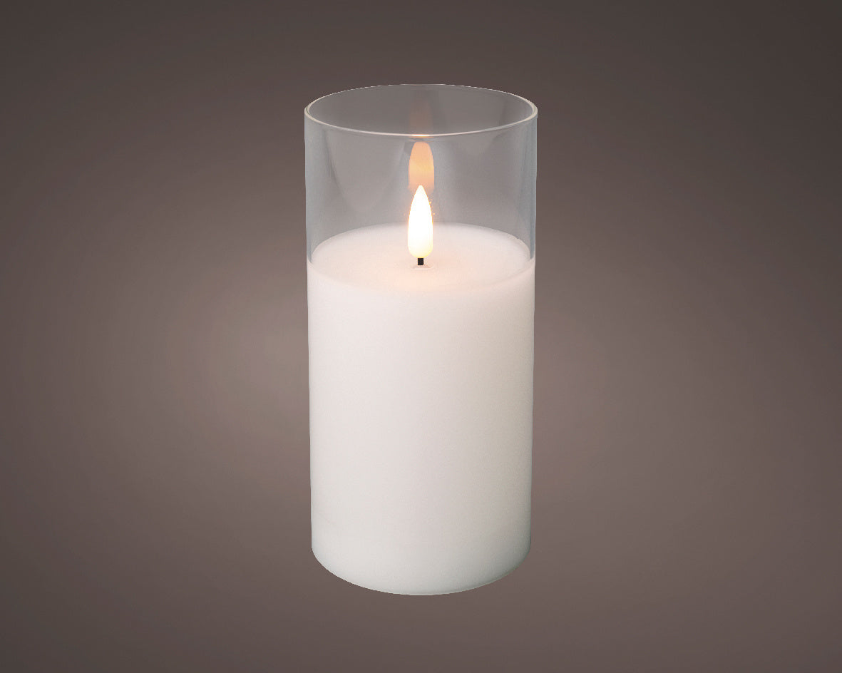 LED kaars | glas & wax | wit/warm wit | ø7,5x15cm