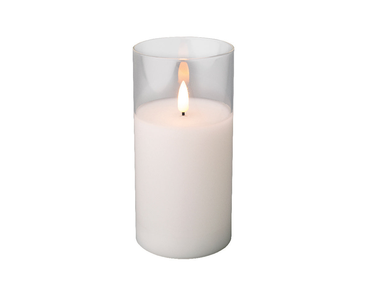 LED kaars | glas & wax | wit/warm wit | ø7,5x15cm