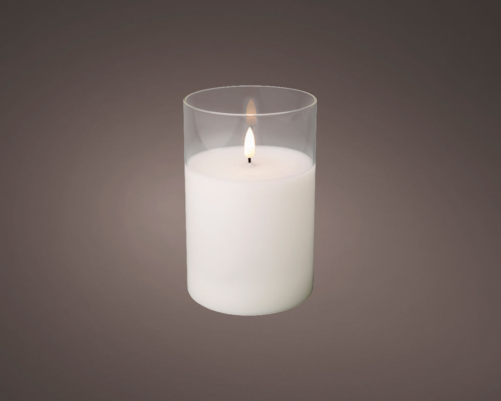 LED kaars | glas & wax | wit/warm wit | ø10x15cm