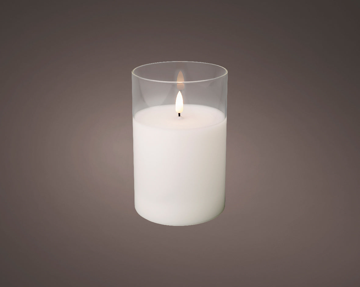 LED kaars | glas & wax | wit/warm wit | ø10x15cm