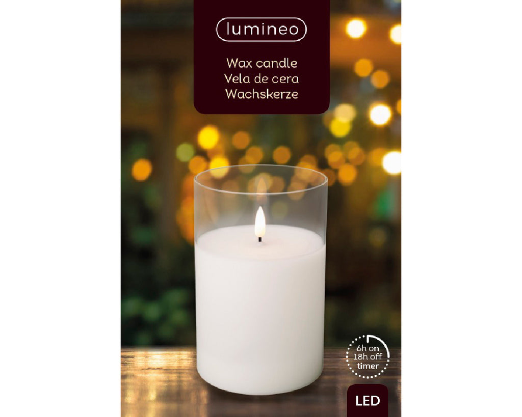 LED kaars | glas & wax | wit/warm wit | ø10x15cm