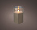 LED kaars | glas & wax | rookgrijs/warm wit | ø10x15cm