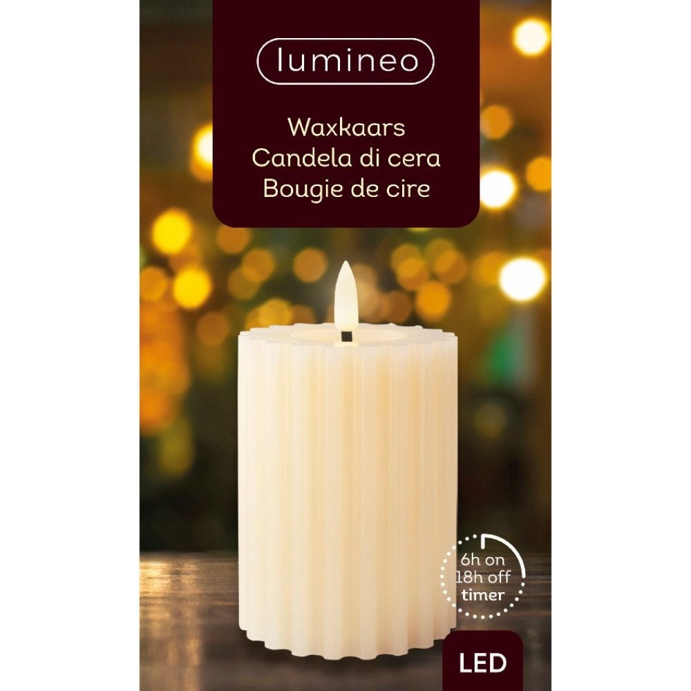 LED kaars | wax | crème/warm wit | ø7,5x12,3cm