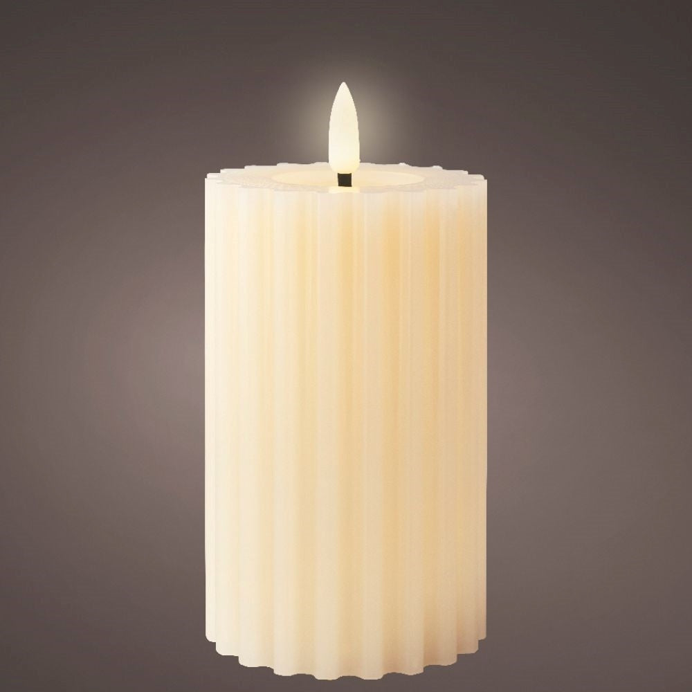 LED kaars | wax | crème/warm wit | ø7,5x14,8cm