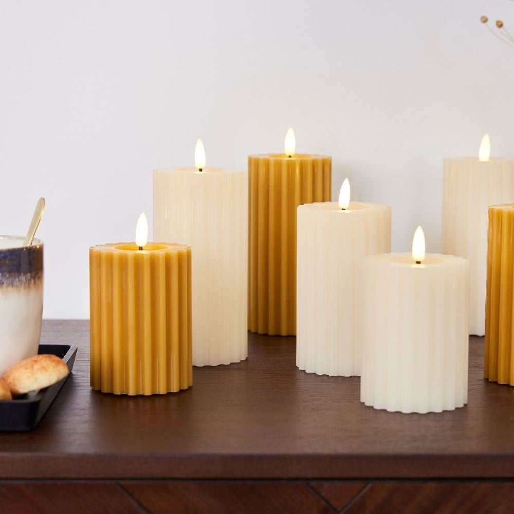 LED kaars | wax | crème/warm wit | ø7,5x17,3cm