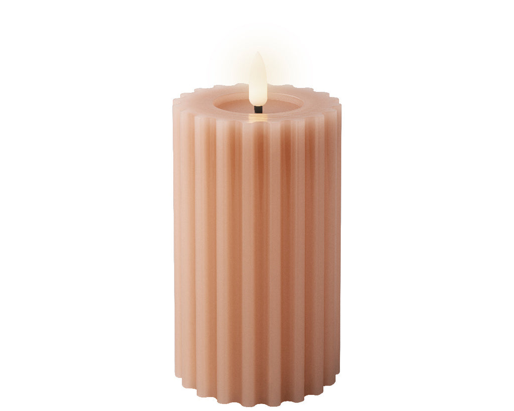 LED kaars | wax | lichtroze/warm wit | ø7,5x14,8cm