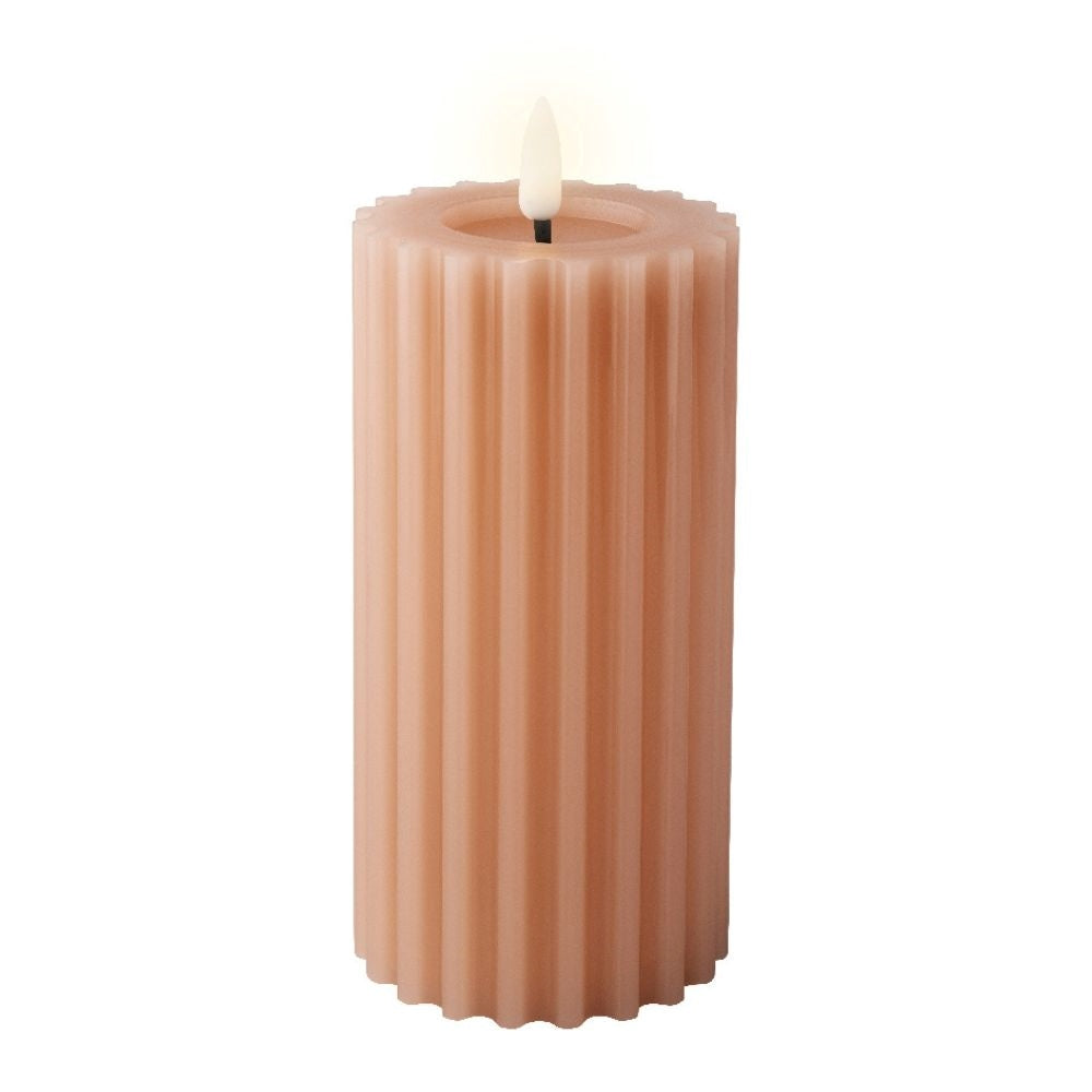 LED kaars | wax | lichtroze/warm wit | ø7,5x17,3cm