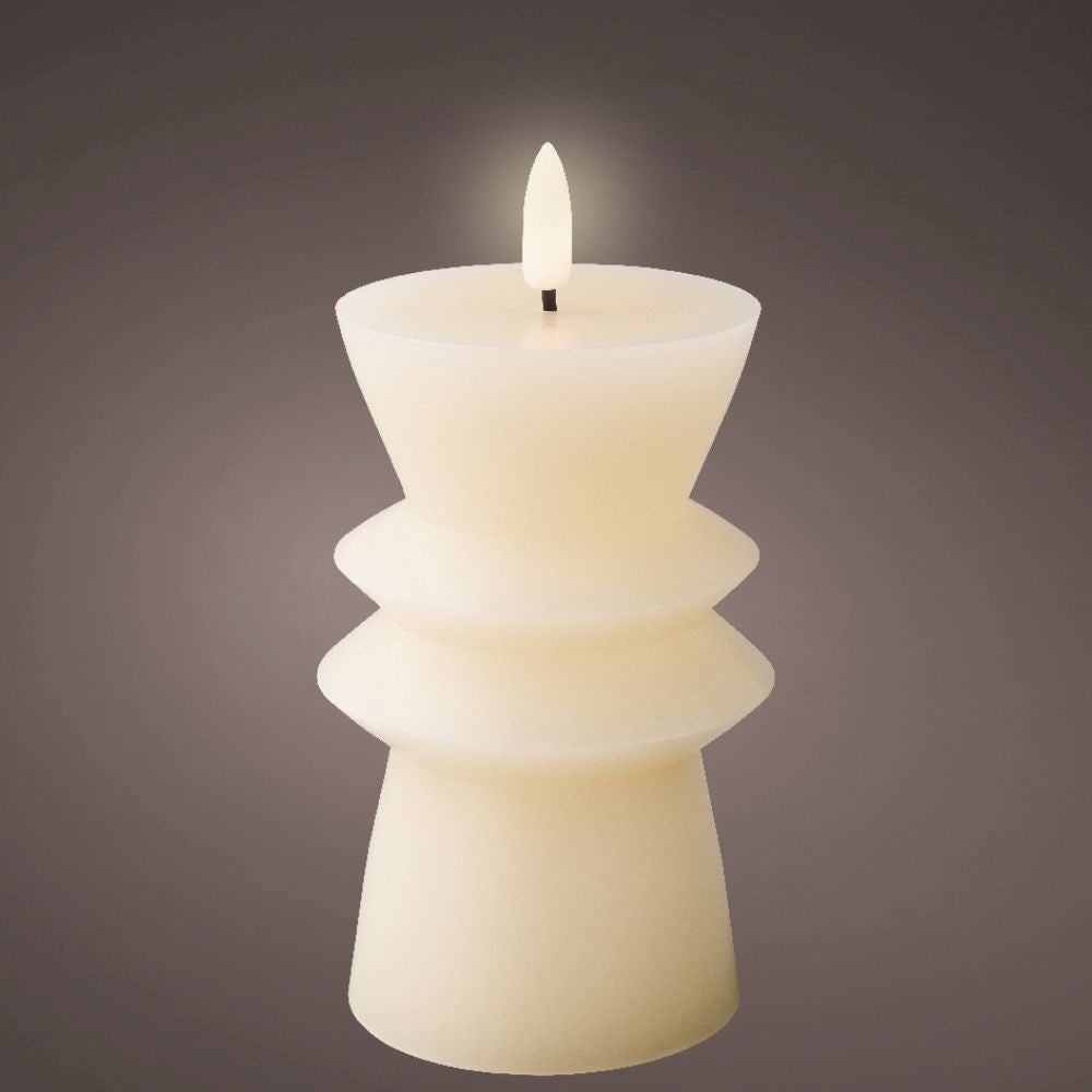 LED kaars | wax | crème/warm wit | ø7,7x14,6cm