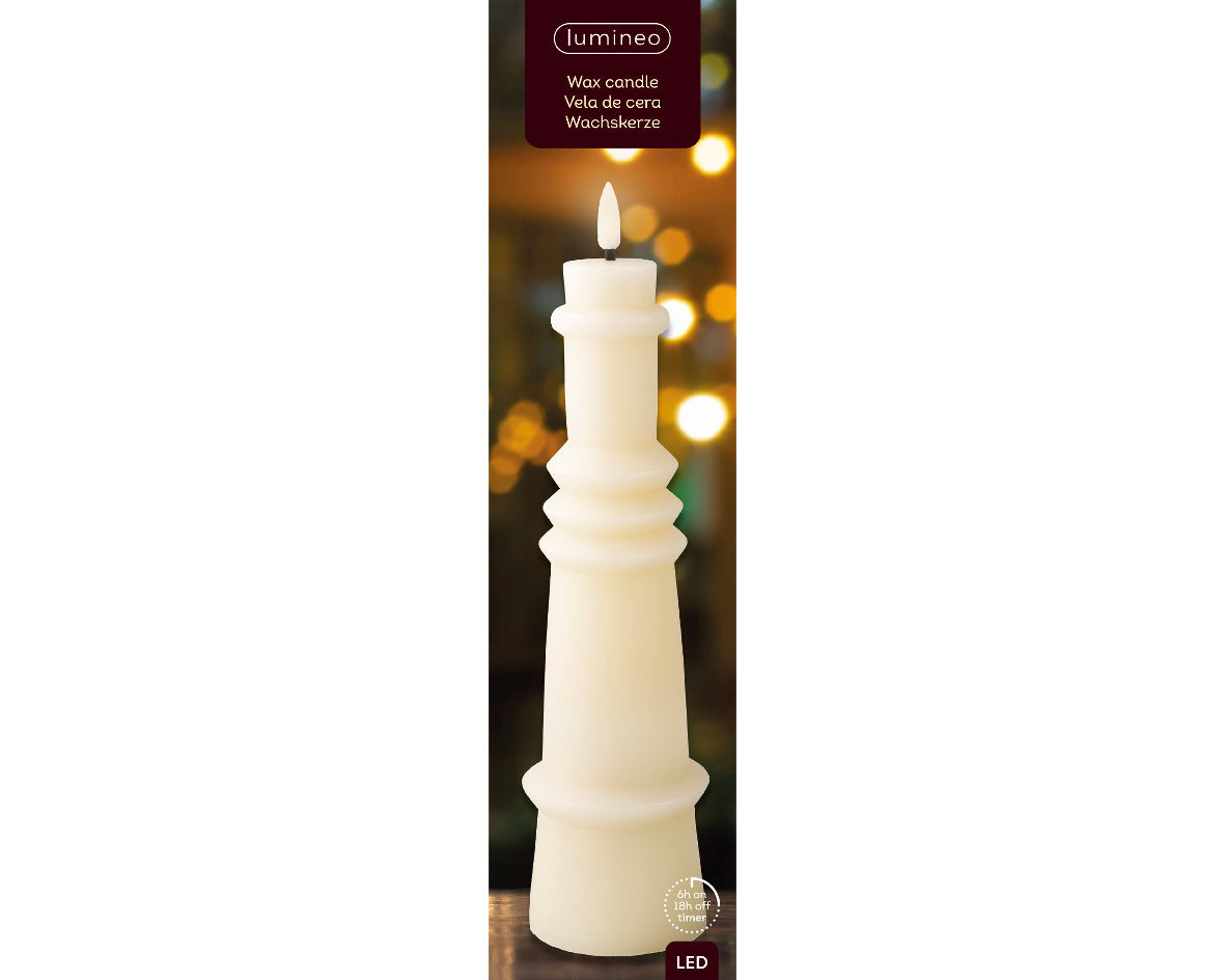 LED kaars | wax | crème/warm wit | ø6,7x26,8cm
