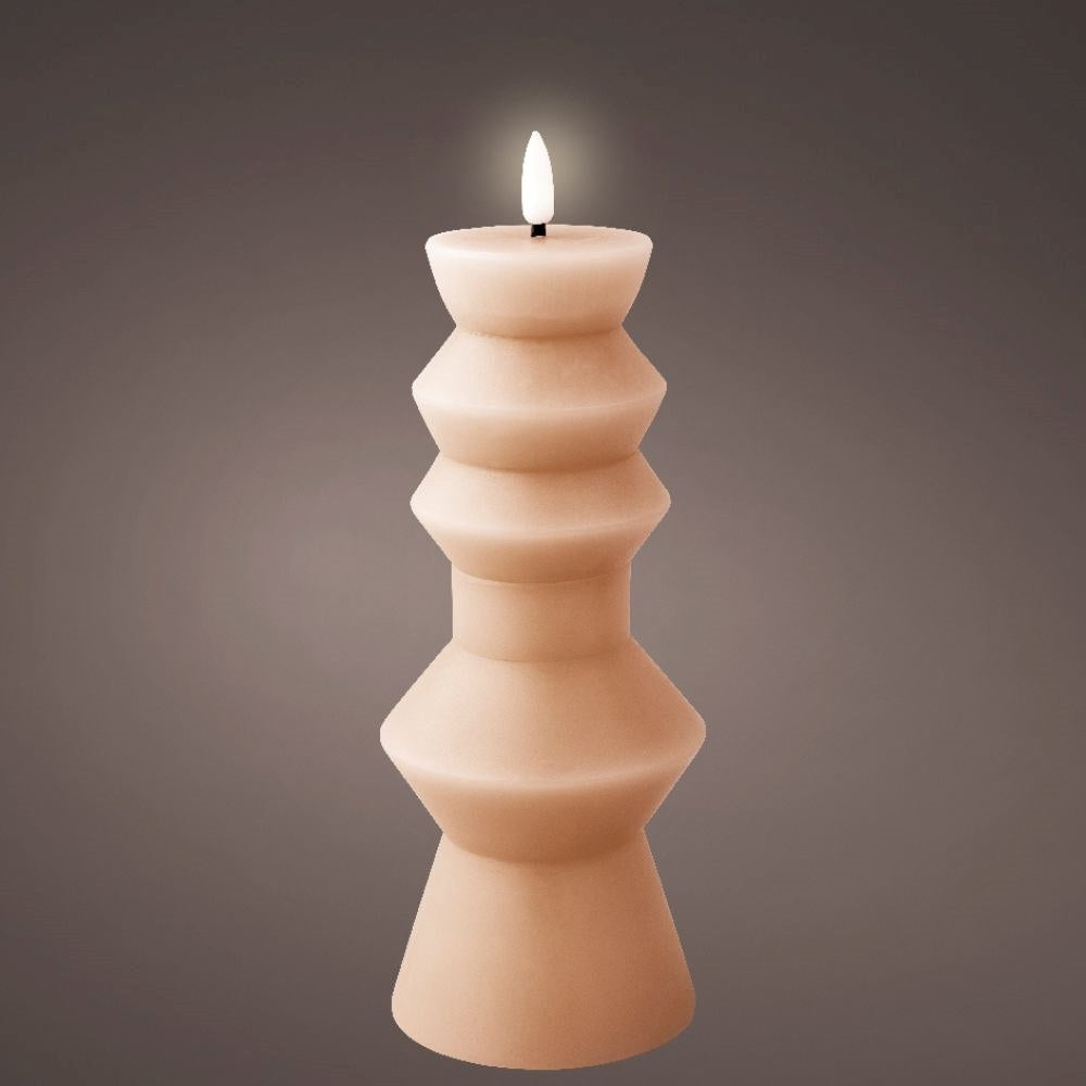 LED kaars | wax | lichtroze/warm wit | ø8,4x23cm