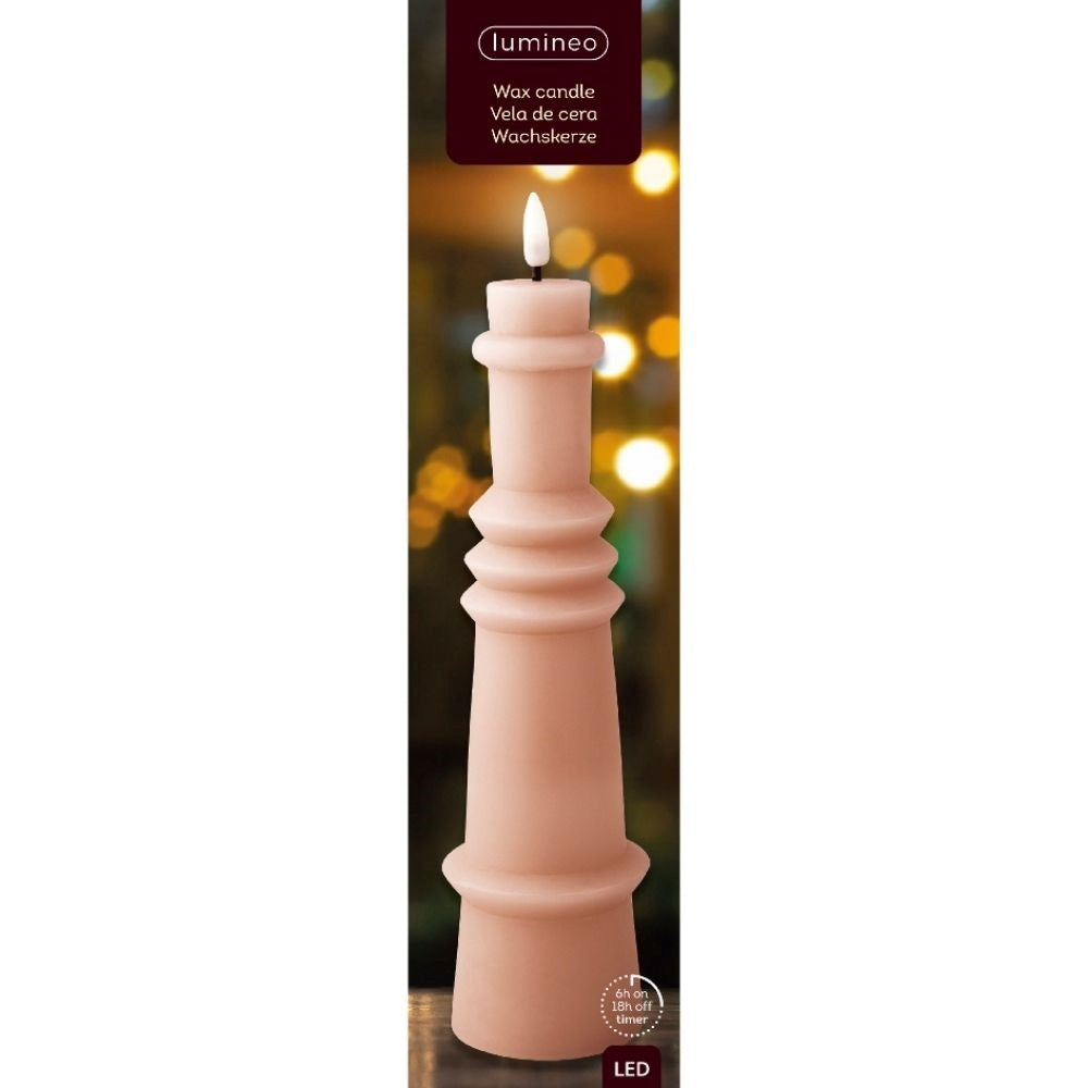 LED kaars | wax | lichtroze/warm wit | ø6,7x26,8cm