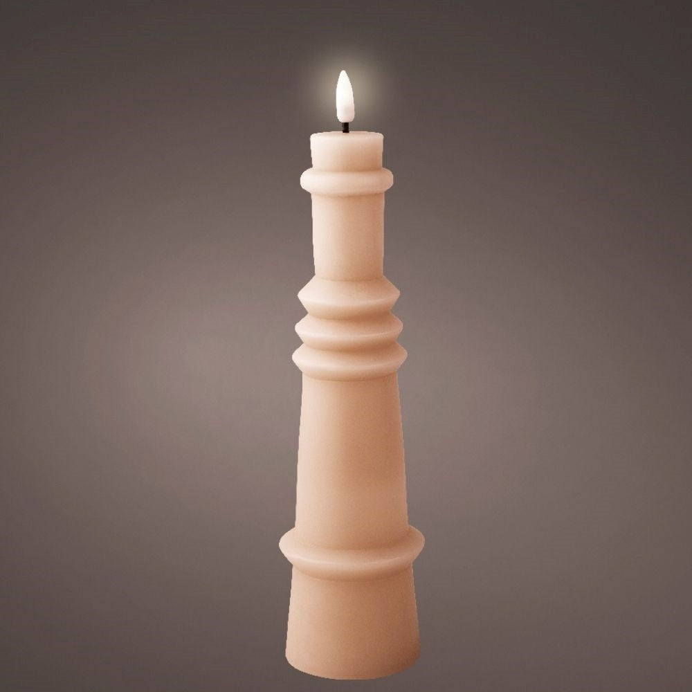 LED kaars | wax | lichtroze/warm wit | ø6,7x26,8cm