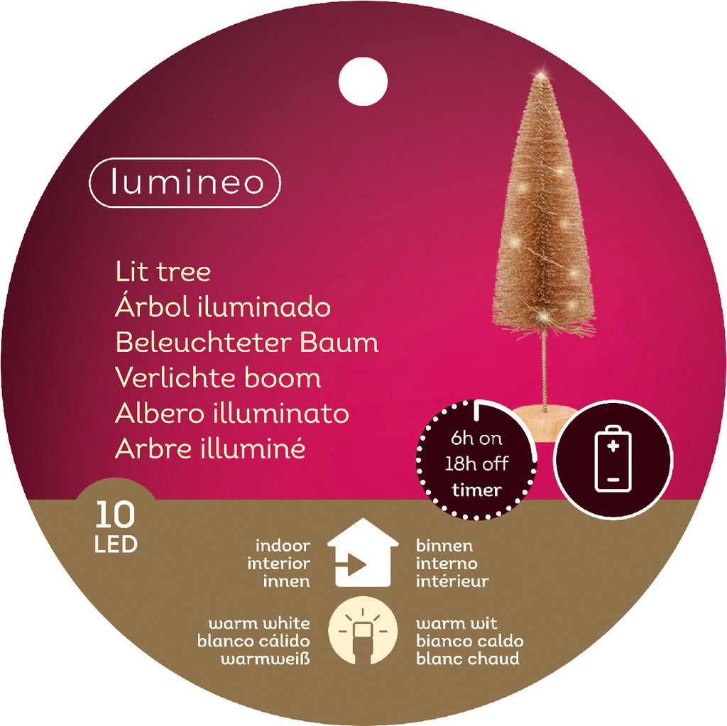 Mini kerstboom decoratief | goud | LED/warm wit | 40cm