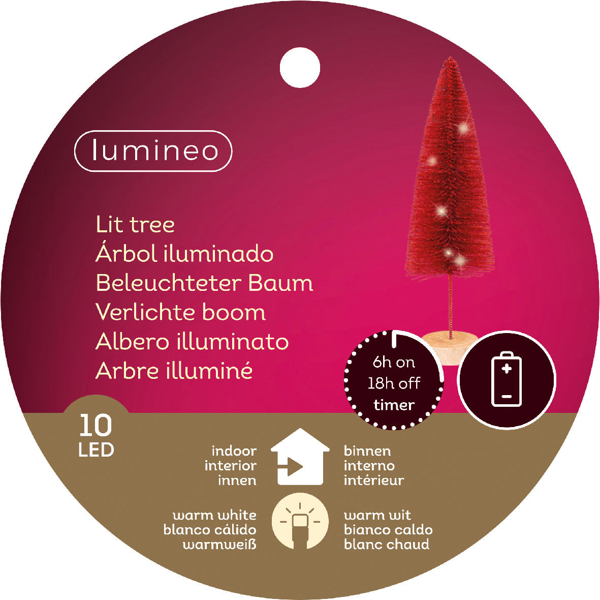 Mini kerstboom decoratief | rood | LED/warm wit | 40cm