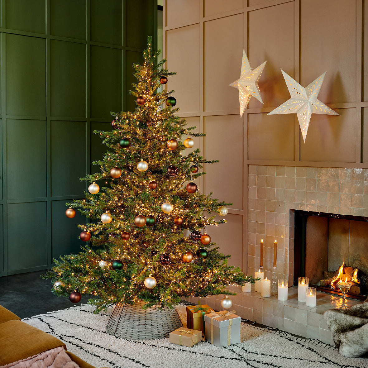 Ster kersthanger met lampjes | papier | wit met mandala | LED/warm wit | 60cm