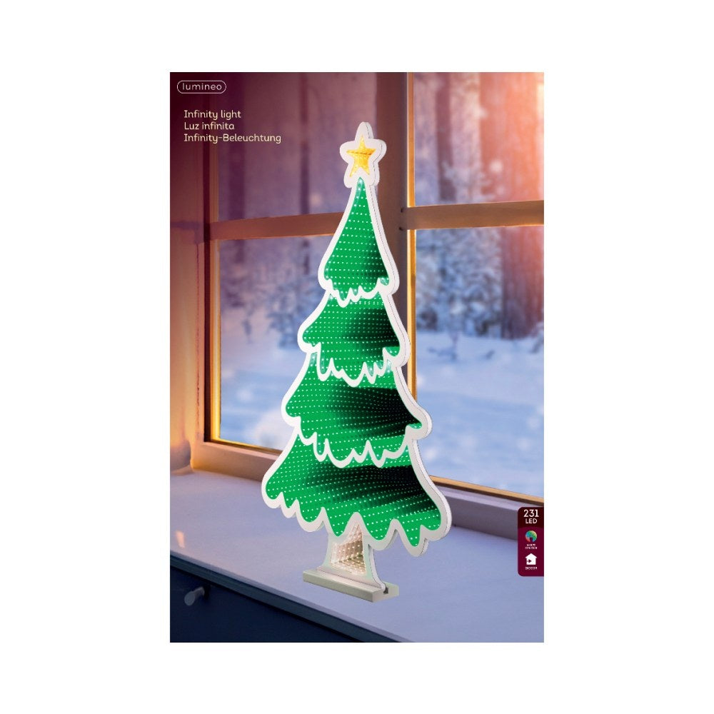 Kerstboom infinity lamp | kunststof | groen/wit | 60cm