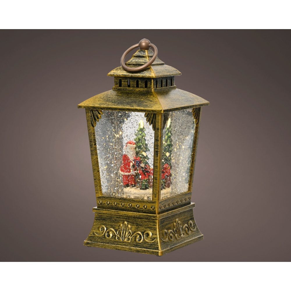 Sneeuwbol lantaarn met LED lampjes | goud | 24cm