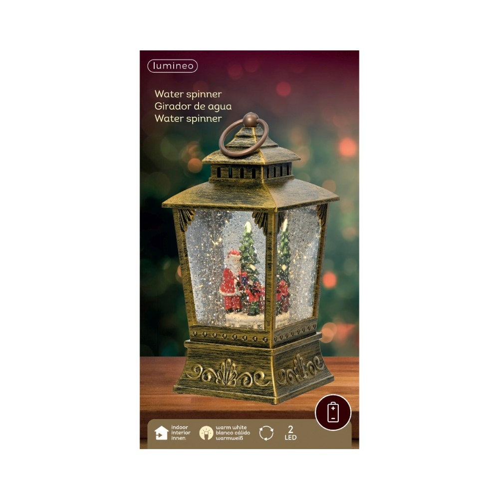 Sneeuwbol lantaarn met LED lampjes | goud | 24cm