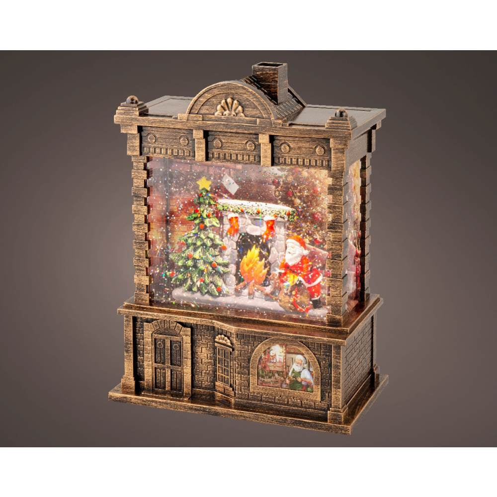 Sneeuwbol kast met LED lampjes | goud | 21,7cm