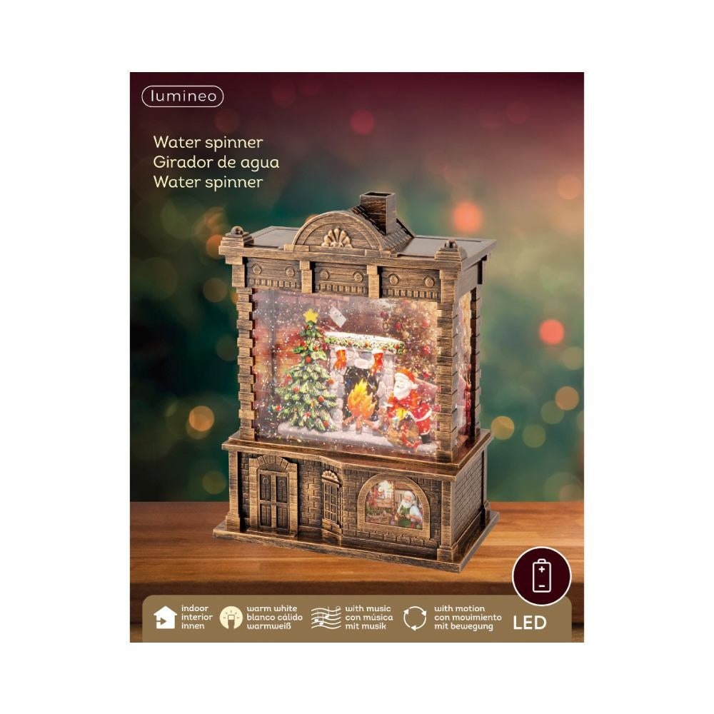 Sneeuwbol kast met LED lampjes | goud | 21,7cm