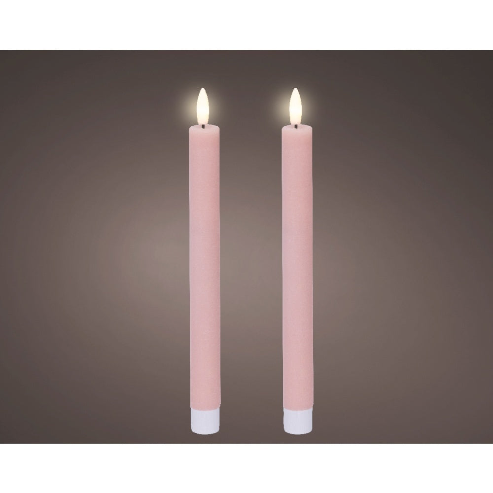 LED dinerkaarsen set van 2 | wax | roze/warm wit | 24,5cm