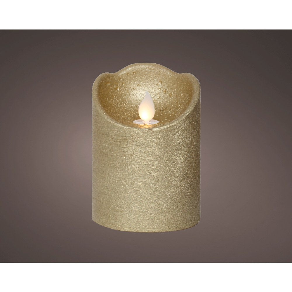 LED kaars | wax | goud/warm wit met bewegend lampje | ø7,5x10cm