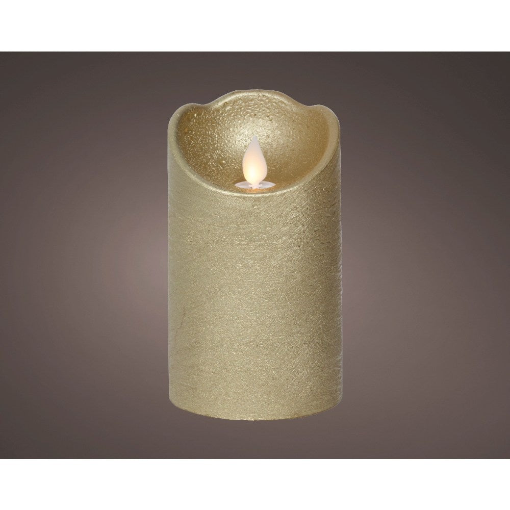LED kaars | wax | goud/warm wit met bewegend lampje | ø7,5x12,5cm
