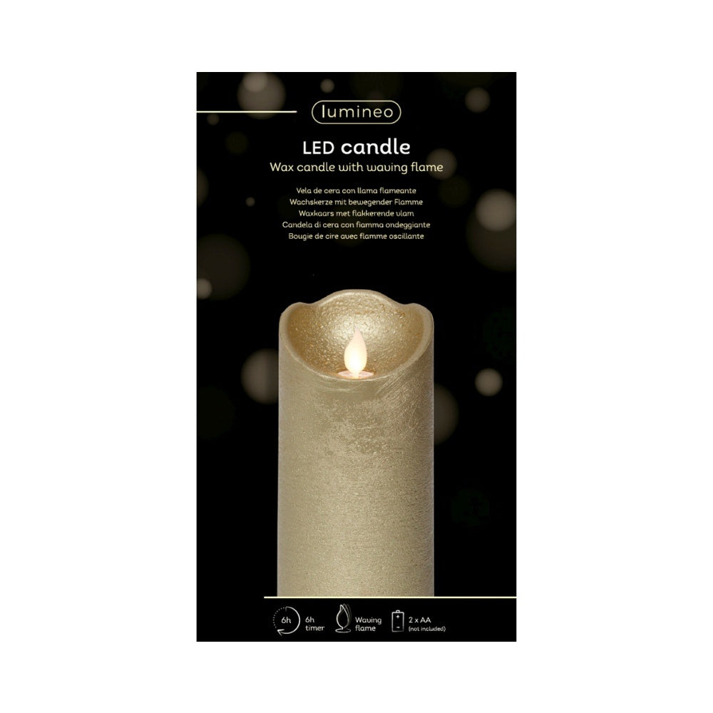 LED kaars | wax | goud/warm wit met bewegend lampje | ø7,5x15cm
