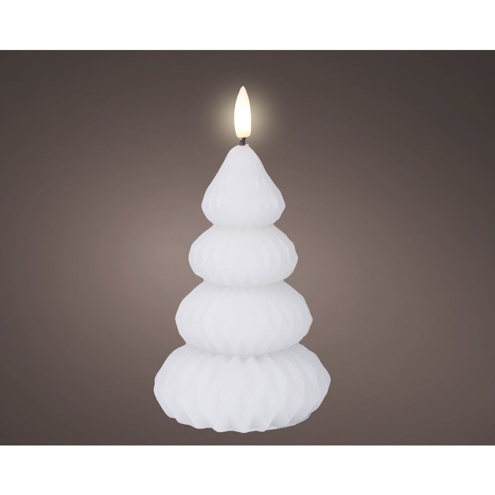 LED kerstboom kaars | wax | wit/warm wit | ø9x13,5cm