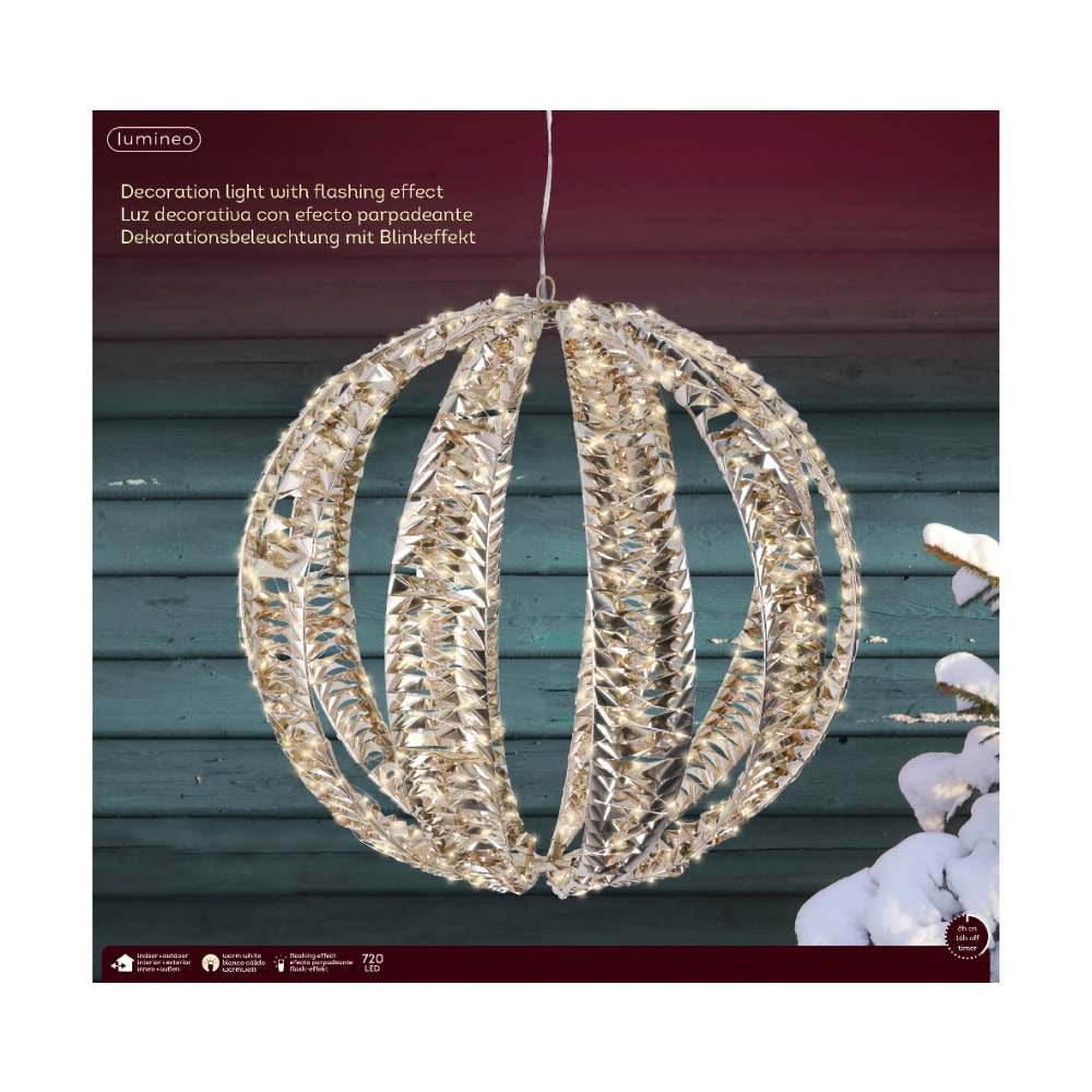 Bal met verlichting | kunststof | goud/warm wit | 50cm