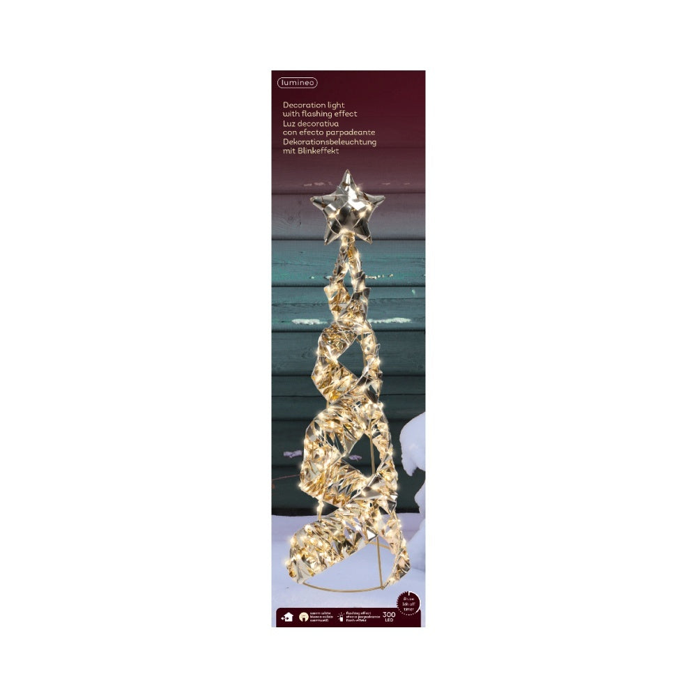 Kegel met verlichting en ster | kunststof | goud/warm wit | 60cm