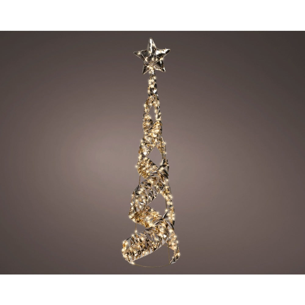 Kegel met verlichting en ster | kunststof | goud/warm wit | 80cm