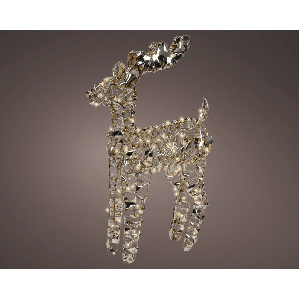 Rendier met verlichting | kunststof | goud/warm wit | 66cm