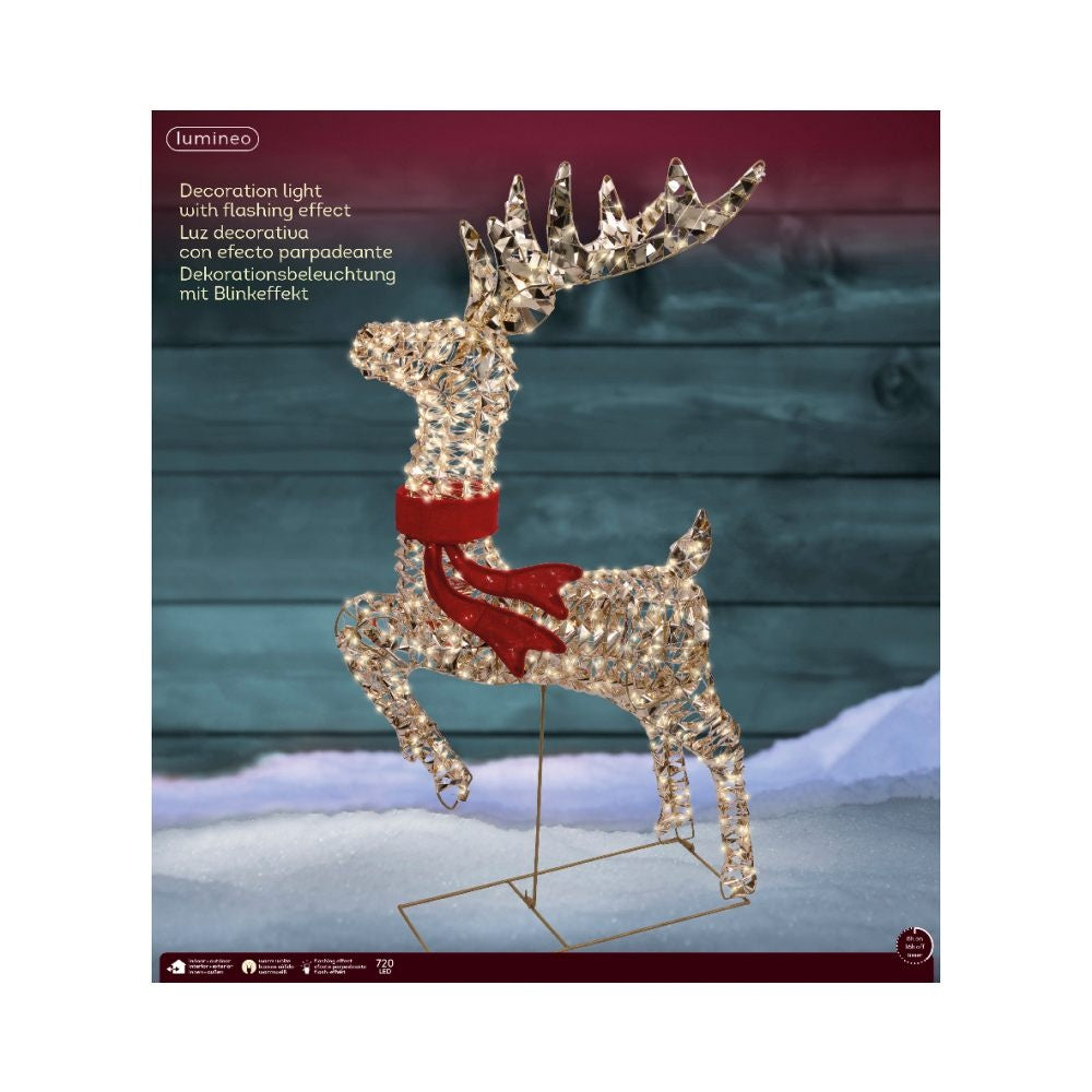 Rendier met verlichting | kunststof | goud/warm wit | 100cm