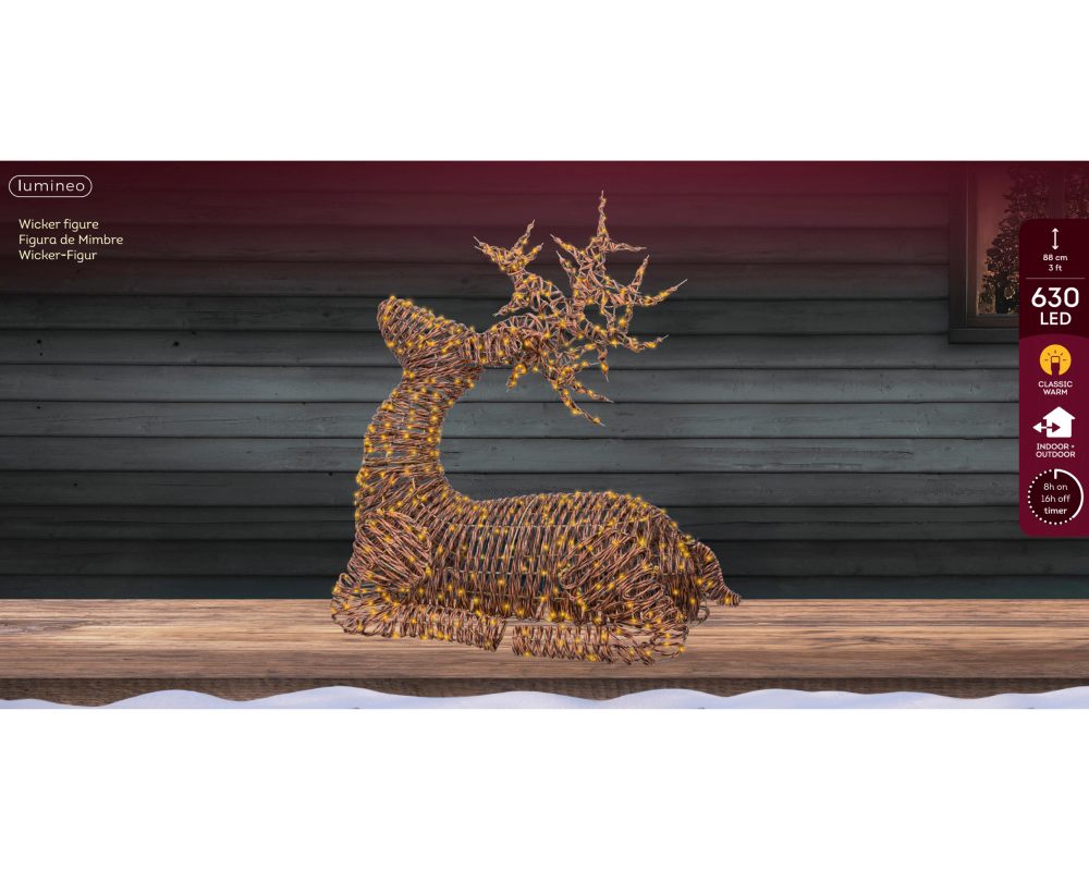 Rendier voor buiten | 630 LED lampjes | bruin/klassiek warm wit | 88cm