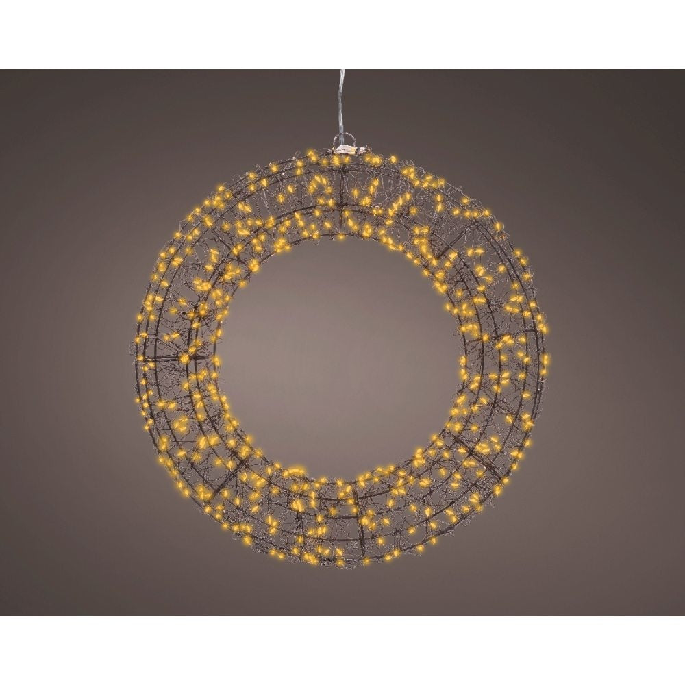 Kerstkrans met verlichting | metaal | zwart/klassiek warm | 38cm