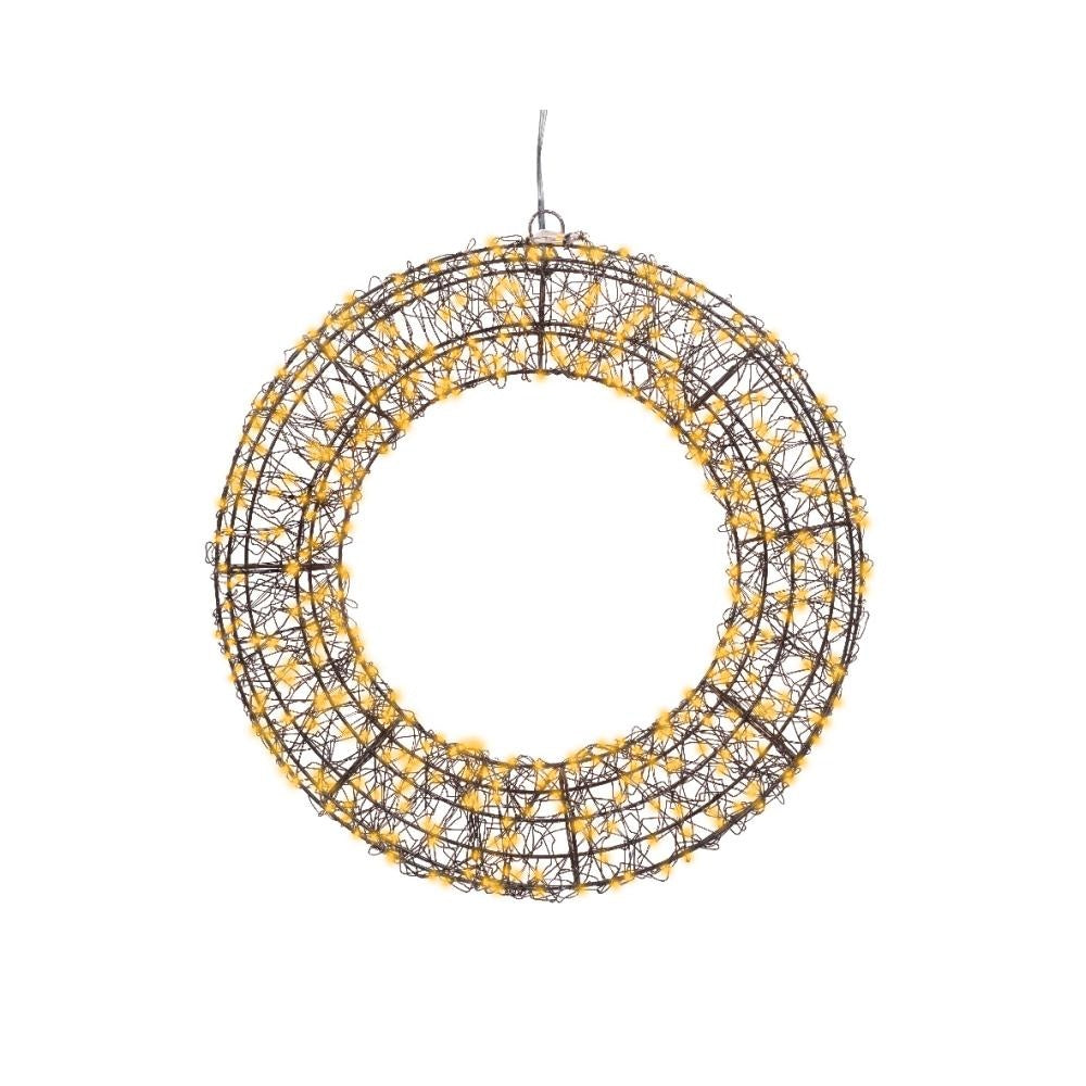 Kerstkrans met verlichting | metaal | zwart/klassiek warm | 38cm