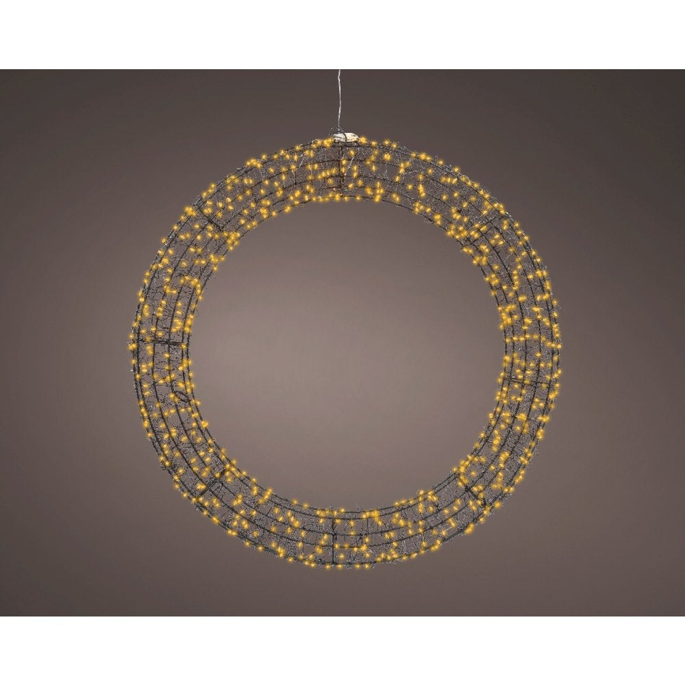 Kerstkrans met verlichting | metaal | zwart/klassiek warm | 58cm
