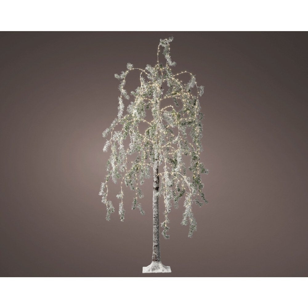 Boom voor buiten met verlichting | kunststof | groen/warm wit met witte details | 180cm