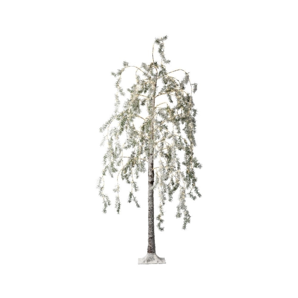 Boom voor buiten met verlichting | kunststof | groen/warm wit met witte details | 180cm