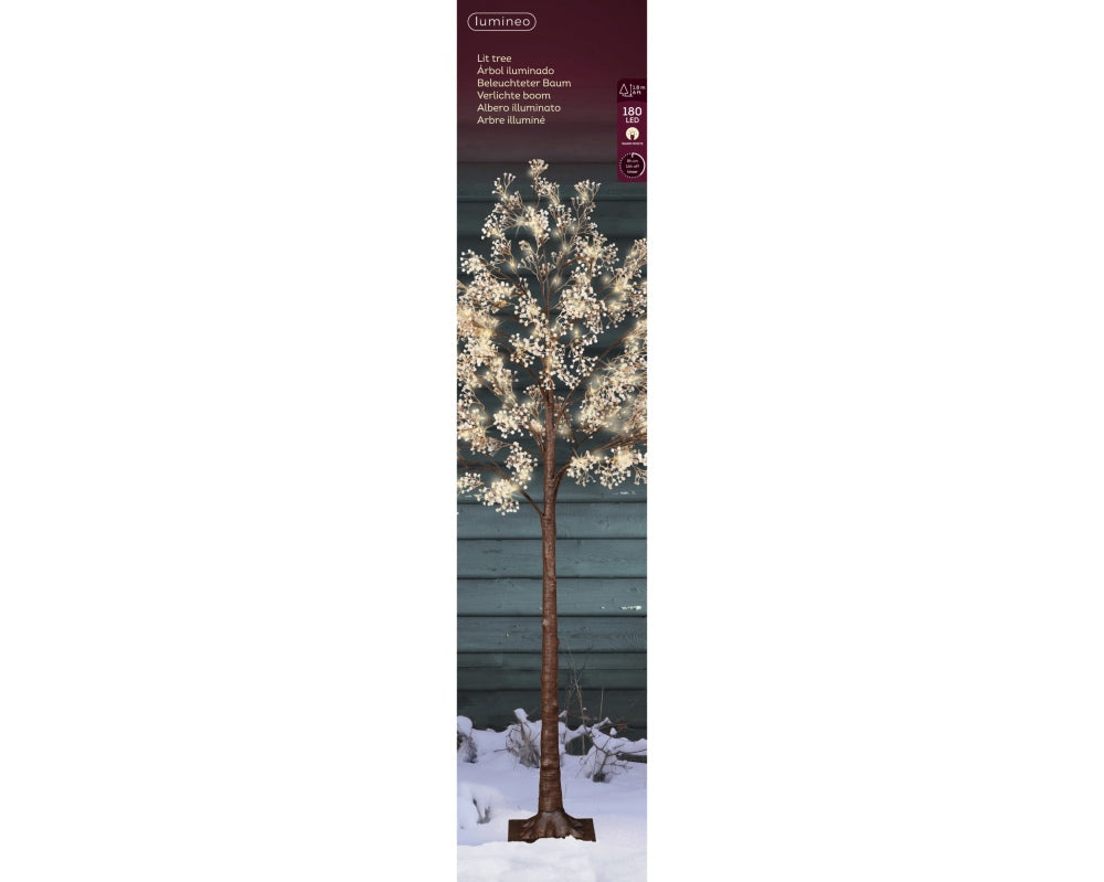 Boom voor buiten met verlichting | 180 LED lampjes | bruin/warm wit | 180cm