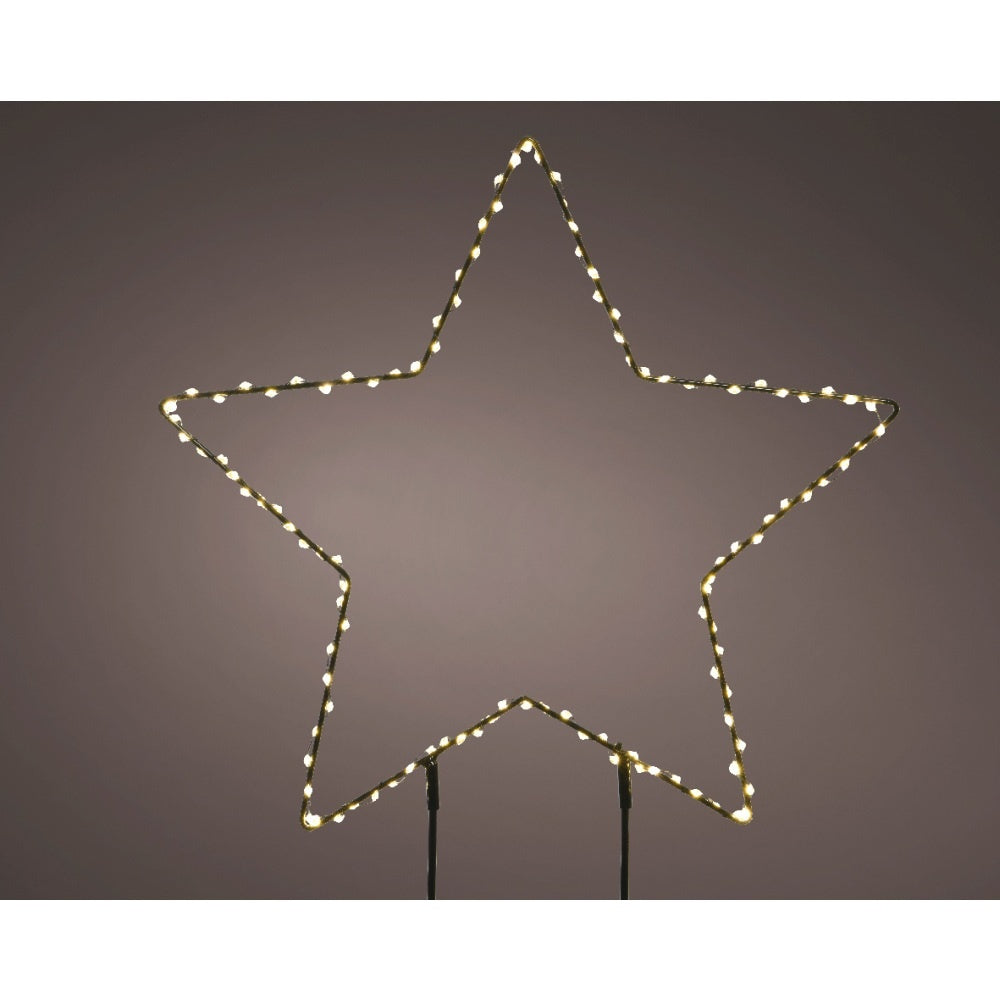 LED tuinsteker ster | metaal | zwart/warm wit | 58cm