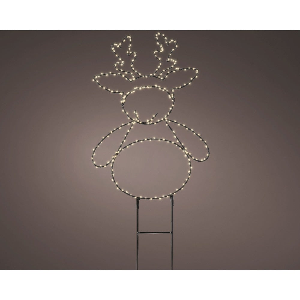 LED tuinsteker rendier | metaal | zwart/warm wit | 47cm