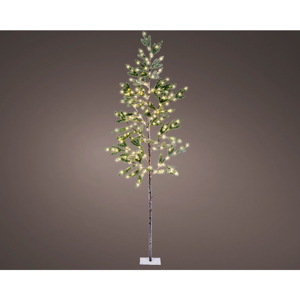 Boom voor buiten met verlichting | kunststof | groen/warm wit met witte details | 180cm
