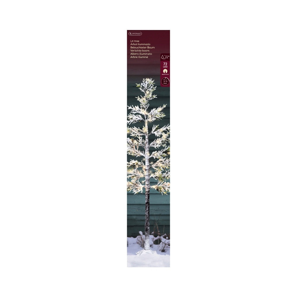 Boom voor buiten met verlichting | kunststof | groen/warm wit met bevroren details | 150cm
