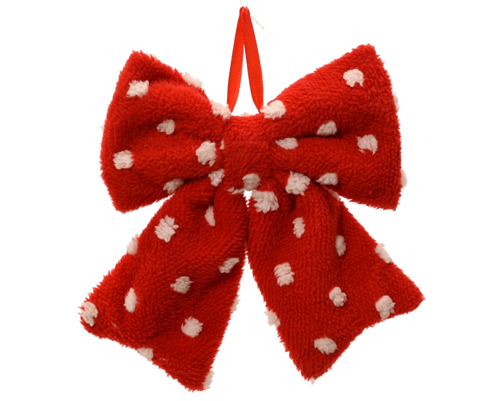 Kerststrik | polyester | rood/wit | 22cm
