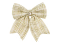 Kerststrik | polyester | crème met strass | 21cm