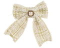 Kerststrik | polyester | crème met strass | 14cm