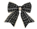 Kerststrik op clip | polyester | zwart met strass | 21cm